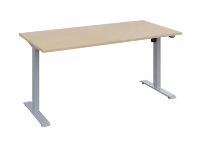 Flexi 28-16 výškově nastavitelný stůl, kovová podnož stříbrná, deska 25 mm, široký 1600 mm, bříza irská